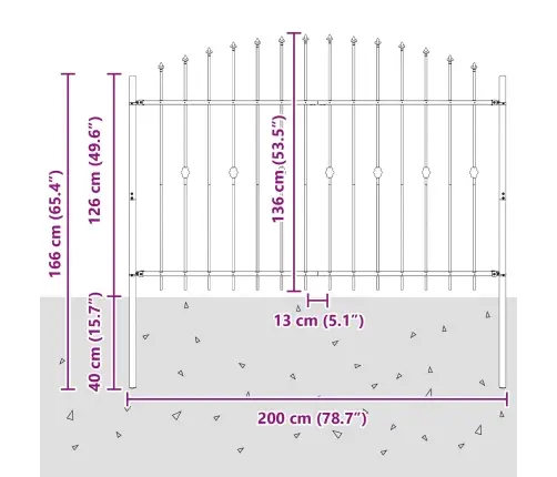 Skrūvežogs Melna 200 X 130 Cm Vidaxl