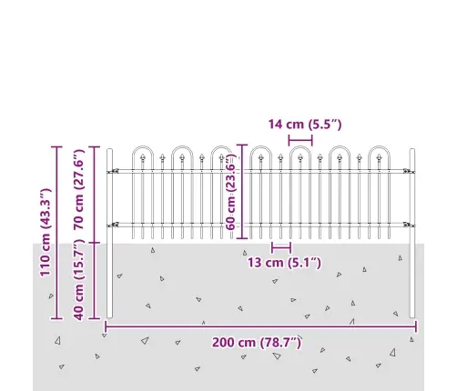 Dzinēja Arkas Žogs Melna 200 X 130 Cm Vidaxl
