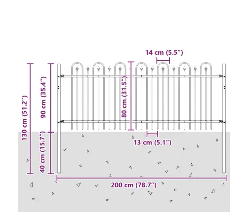 Dzinēja Arkas Žogs Melna 200 X 130 Cm Vidaxl