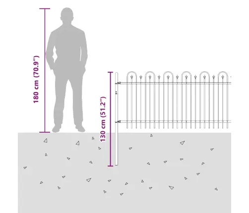 Dzinēja Arkas Žogs Melna 200 X 130 Cm Vidaxl