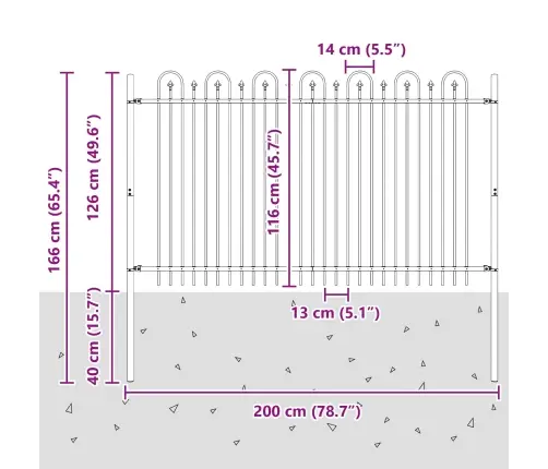 Dzinēja Arkas Žogs Melna 200 X 130 Cm Vidaxl