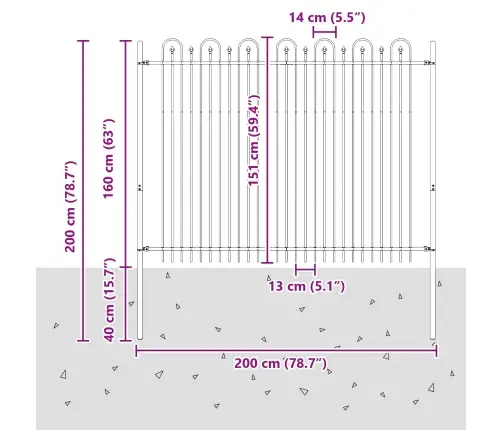 Dzinēja Arkas Žogs Melna 200 X 200 Cm Vidaxl
