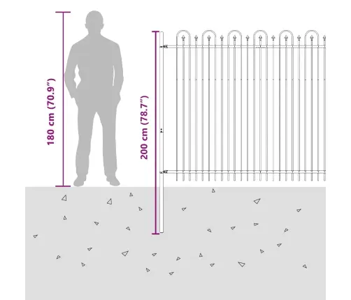Dzinēja Arkas Žogs Melna 200 X 200 Cm Vidaxl