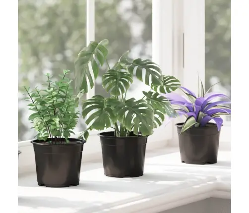 Ziedu Pods 200 Pcs Melna Ø 15 X 12.5 Cm Plastmasa Vidaxl