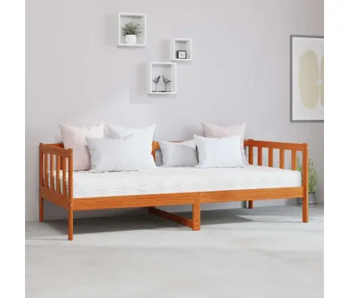 Dienas Gulta Ar Matraci Vaksas Brūna Un Balta 90 X 200 Cm Vidaxl