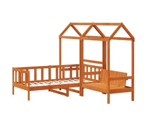 Päeva Voodi Komplekt 3 Pcs Vahapruun Tahke Mänd