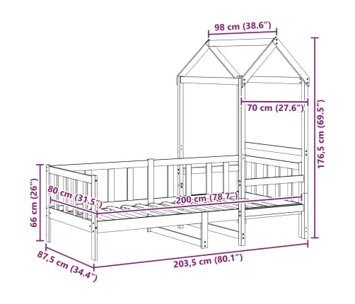 Päeva Voodi Komplekt 2 Pcs Vahapruun Tahke Mänd