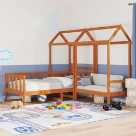 Dienas Gultas Komplekts 3 Pcs Vaks Brūns Ciets Priedes Koks Vidaxl