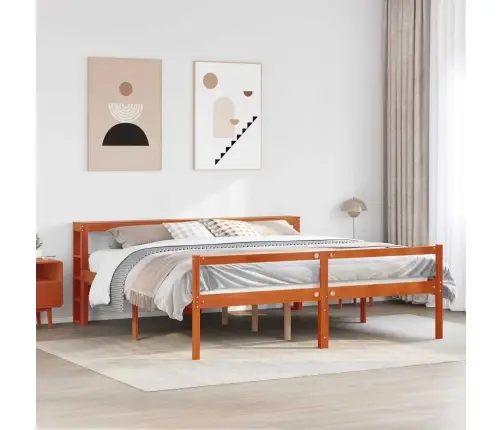 Gultas Rāmis Ar Galvas Klāju 2 Pcs Vaks Brūns Cieta Priede Vidaxl