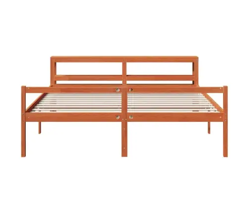 Gultas Rāmis Ar Galvas Klāju 2 Pcs Vaks Brūns Cieta Priede Vidaxl