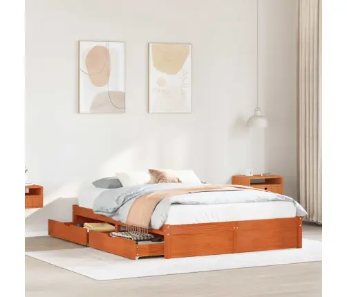 Voodi Raam Sahtliga Vahapruun 160 X 200 Cm Kindel Männipuidust