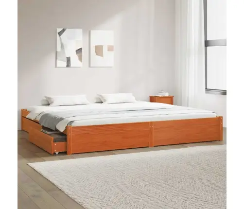 Voodi Raam Sahtliga Vahapruun 180 X 200 Cm Kindel Männipuidust