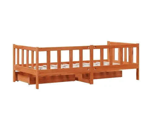 Päevavoodi Peaga Sahtliga 3 Pcs Vahapruun Kindel Männipuidust