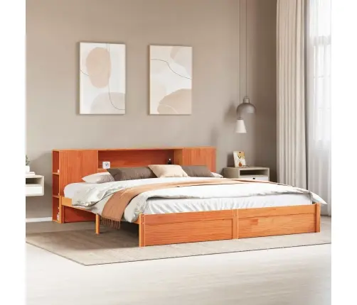 Grāmatu Skapis Gultas Rāmis Vaks Brūns 200 X 200 Cm Vidaxl