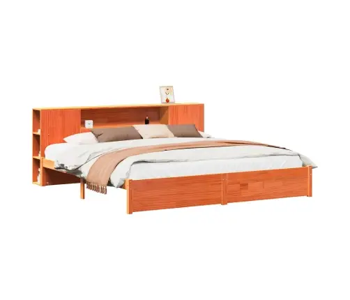 Grāmatu Skapis Gultas Rāmis Vaks Brūns 200 X 200 Cm Vidaxl