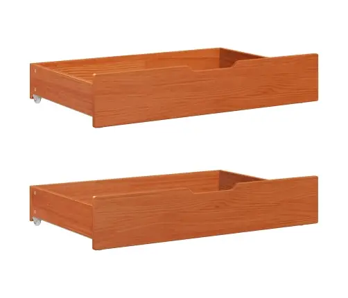 Gultas Rāmis Ar Atvilktni 3 Pcs Vaks Brūns Cieta Priede Vidaxl