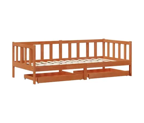 Dienas Gulta Ar Galvas Klāju 3 Pcs Vaks Brūns Cieta Priede Vidaxl