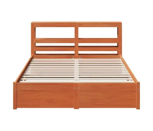 Gultas Rāmis Vaks Brūns 150 X 200 Cm Cieta Priede Vidaxl