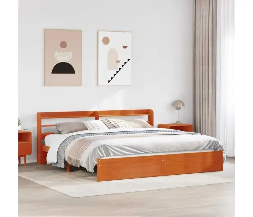 Gultas Rāmis Vaks Brūns 200 X 200 Cm Cieta Priede Vidaxl