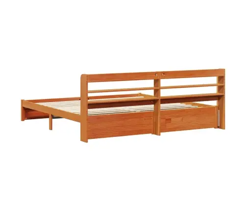 Gultas Rāmis Vaks Brūns 200 X 200 Cm Cieta Priede Vidaxl