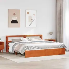 Gultas Rāmis Vaks Brūns 180 X 200 Cm Cieta Priede Vidaxl