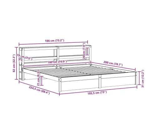 Gultas Rāmis Ar Galvas Klāju 2 Pcs Vaks Brūns Cieta Priede Vidaxl