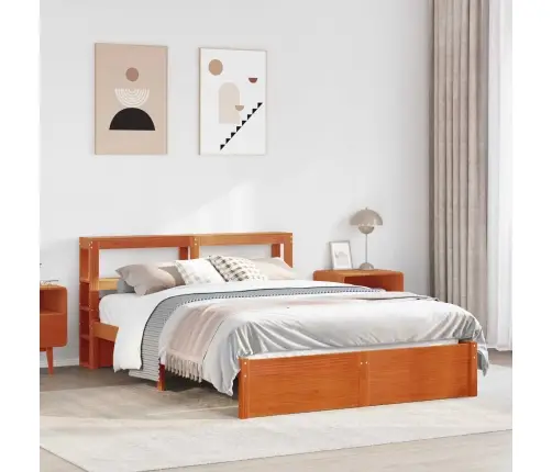 Gultas Rāmis Ar Galvas Klāju 2 Pcs Vaks Brūns Cieta Priede Vidaxl