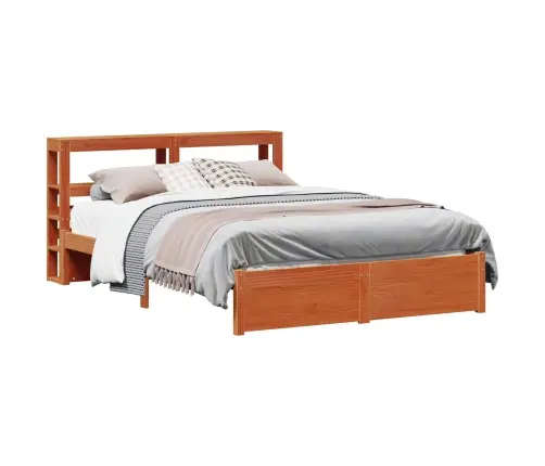 Gultas Rāmis Ar Galvas Klāju 2 Pcs Vaks Brūns Cieta Priede Vidaxl