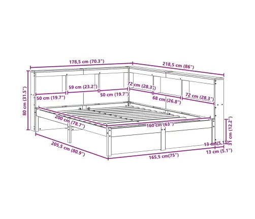 Grāmatu Plaukta Gulta 2 Pcs Vaks Brūns 200 X 160 Cm Vidaxl