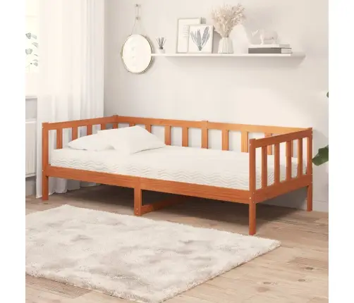 Päevavoodi Madratsiga Peaga Vaha Pruun Ja Valge 90 X 200 Cm