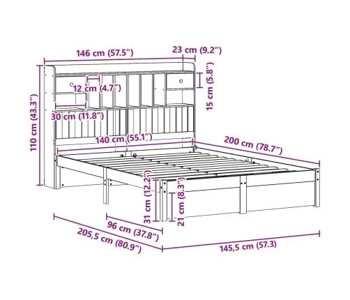 Grāmatu Skapis Gultas Rāmis 2 Pcs Vaks Brūns 200 X 140 Cm Vidaxl