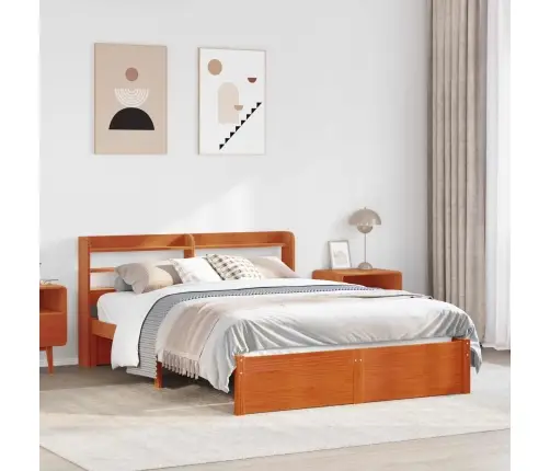 Voodi Raam Peaga Vahapruun 150 X 200 Cm Kindel Männipuidust