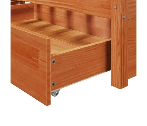 Gultas Rāmis Ar Atvilktni Vaks Brūns 200 X 200 Cm Cieta Priede Vidaxl