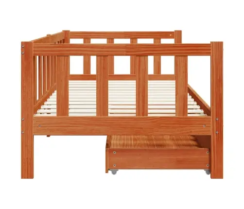 Päevavoodi Peaga Sahtliga 3 Pcs Vahapruun Kindel Männipuidust