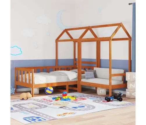 Dienas Gultas Komplekts Vaks Brūns Ciets Priedes Koks Vidaxl