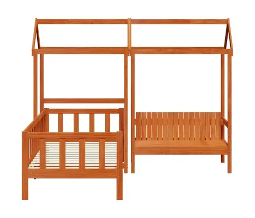 Dienas Gultas Komplekts Vaks Brūns Ciets Priedes Koks Vidaxl