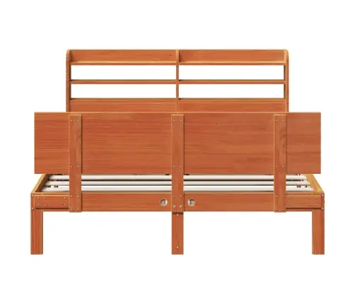 Gultas Rāmis Ar Galvas Klāju 2 Pcs Vaks Brūns Cieta Priede Vidaxl