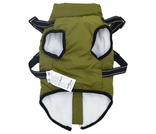 Suņu Mētelis Ar Jostas Armijas Zaļa L Fleece Un Poliesters Vidaxl