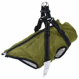 Suņu Mētelis Ar Jostas Armijas Zaļa L Fleece Un Poliesters Vidaxl