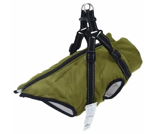 Suņu Mētelis Ar Jostas Armijas Zaļa L Fleece Un Poliesters Vidaxl