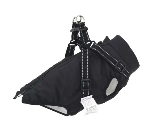 Suņu Mētelis Ar Jostas Melna 2Xl Fleece Un Poliesters Vidaxl