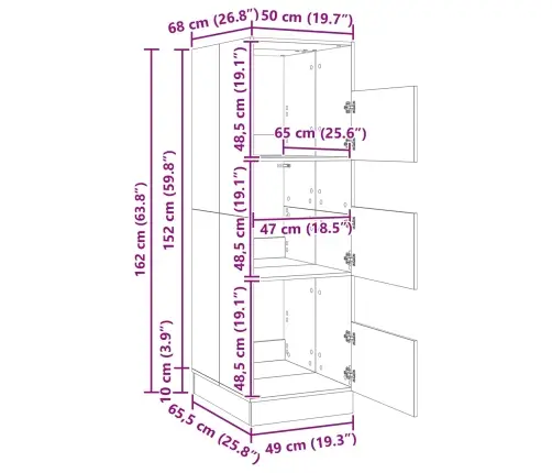 Veļas Skapis Sonoma 50 X 68 X 162 Cm Inženierijas Koks Vidaxl