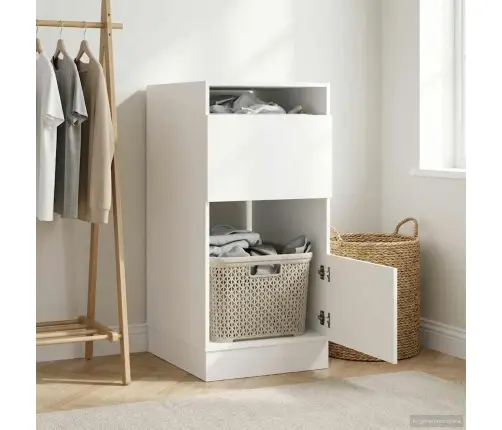 Veļas Skapis Ar Durvīm Balts 50 X 68 X 102 Cm Inženierijas Koks Vidaxl