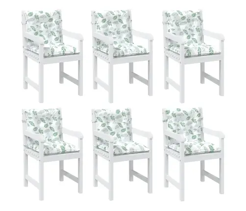 Zema Atzveltnes Krēsla Spilvens 6 Pcs Balts 100 X 50 X 7 Cm Vidaxl