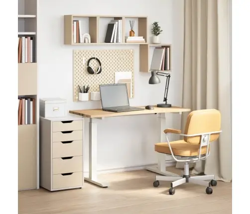 Laud Valge Ja Looduslik 120 X 60 Cm Tugev Tamme Puit