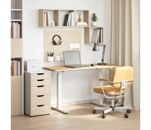 Galds Balts Un Dabisks 140 X 60 Cm Cietā Ozola Koks Vidaxl