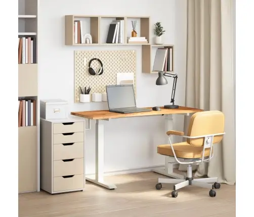 Stalas Balta Ir Šviesiai Ruda 140 X 60 Cm Kietas Ąžuolo Medis