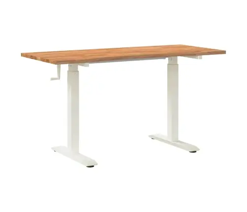 Stalas Balta Ir Šviesiai Ruda 140 X 60 Cm Kietas Ąžuolo Medis