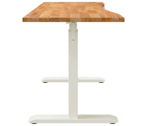 Stalas Balta Ir Šviesiai Ruda 140 X 60 Cm Kietas Ąžuolo Medis