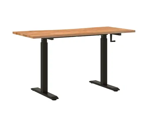 Galds Melns Un Gaiši Brūns 140 X 60 Cm Cietā Ozola Koks Vidaxl